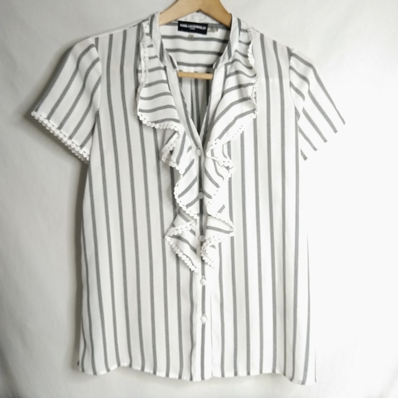 Karl Lagerfeld Paris Blouse Short Sleeve SM - Picture 1 of 2